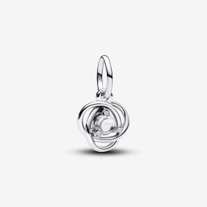 Pandora April Clear Eternity Circle Dangle Charm Gümüş | 513-RKGTHV