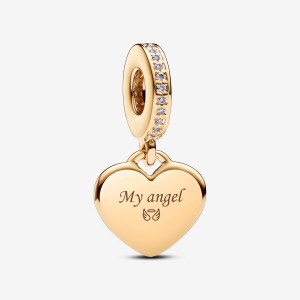 Pandora Engravable Heart Tag Dangle Charm Altın | 765-WSNCEM