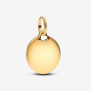 Pandora Engravable Round Tag Dangle Charm Altın | 487-NDYQRH
