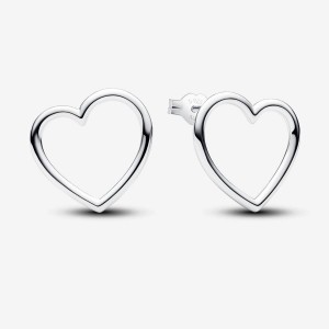 Pandora Front-facing Heart Stud Earrings Gümüş | 397-RPXVWU