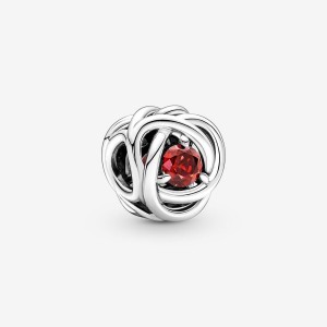 Pandora July True Red Eternity Circle Charm Gümüş | 648-XTEPMY