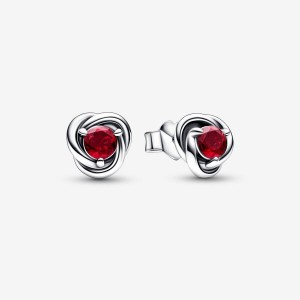 Pandora July True Red Eternity Circle Stud Earrings Gümüş | 064-FIWSHQ