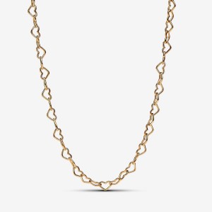 Pandora Linked Hearts Collier Necklace Altın | 591-OPGVXM