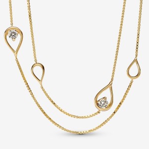 Pandora Long Pendant Necklace 0.50 carat tw 14k Gold Altın | 791-PUCXDR