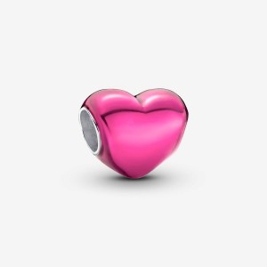 Pandora Metallic Pink Heart Charm Gümüş | 570-MSHTFD