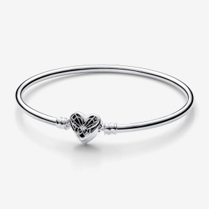Pandora Moments Heart & Butterfly Bangle Gümüş | 310-PWDTVM