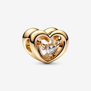 Pandora Radiant Heart & Floating Stone Charm Altın | 580-LSFIOB