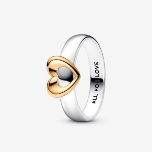 Pandora Radiant Two-tone Sliding Heart Ring Renkli | 175-ABQOXI