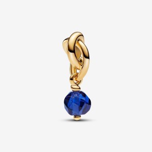 Pandora September Blue Eternity Circle Dangle Charm Altın | 435-CZLSGD