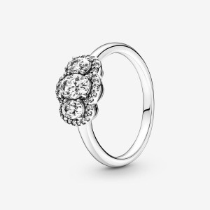Pandora Three Stone Vintage Ring Gümüş | 407-FVPWAG