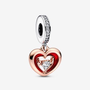 Pandora Two-tone Radiant Heart Dangle Charm Renkli | 084-WMSUPG