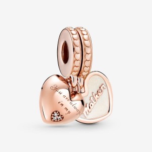 Pandora You're Always in My Heart Split Dangle Charm Pembe Altın | 142-AJVYBK