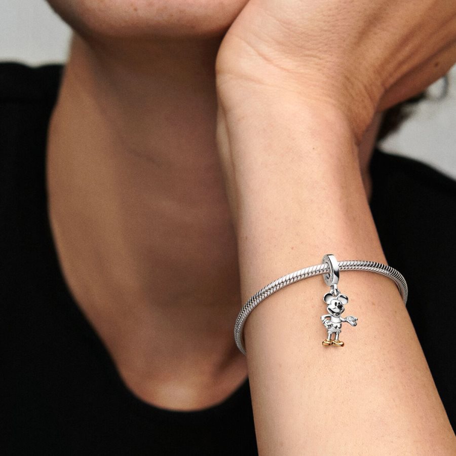 Pandora 100th Anniversary Mickey Mouse Lab-grown Diamond Dangle Charm Renkli | 849-FKLNQM