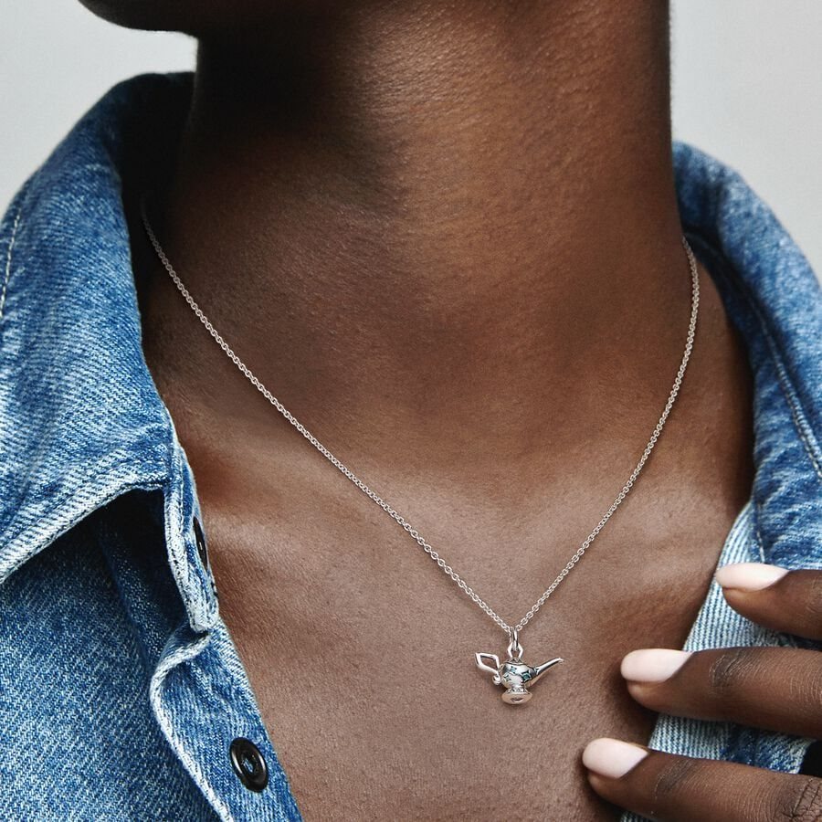 Pandora Aladdin Magic Lamp Pendant Collier Necklace Gümüş | 639-FAMYBP