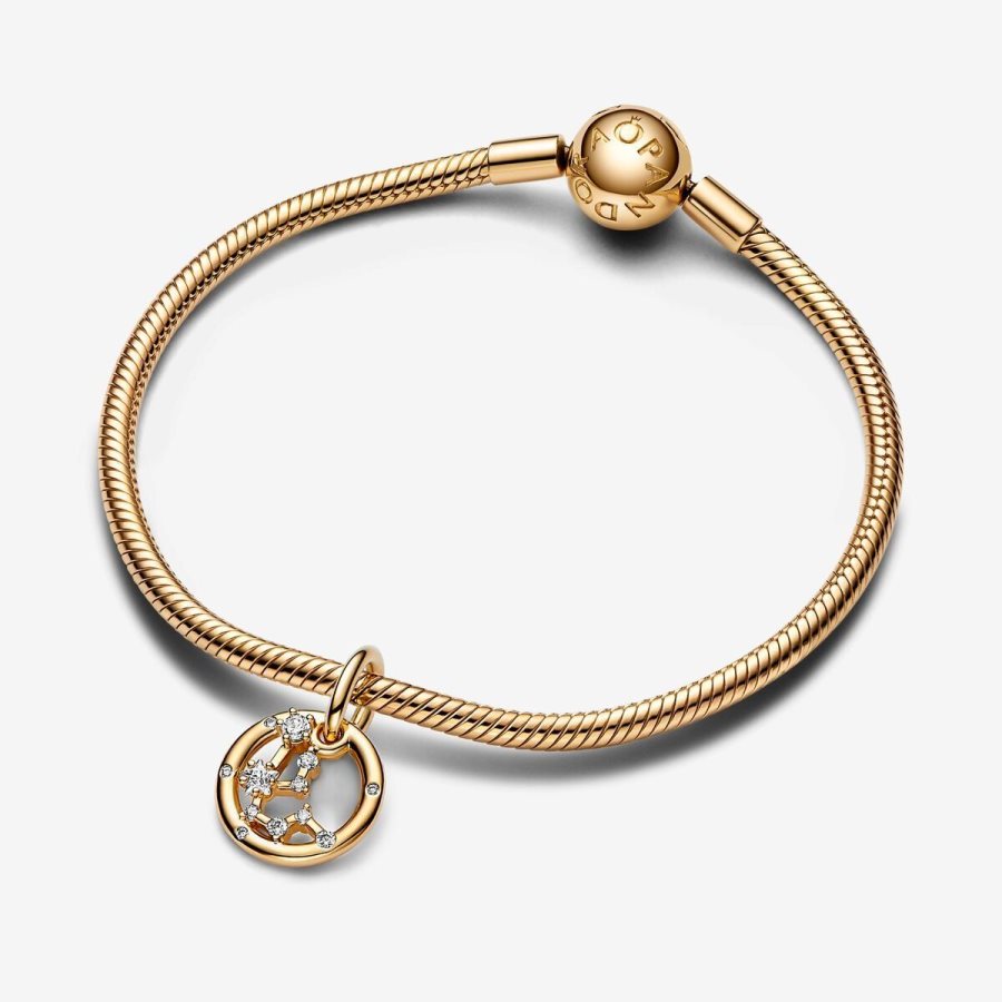 Pandora Aquarius Zodiac Dangle Charm Altın | 853-RFCVTA