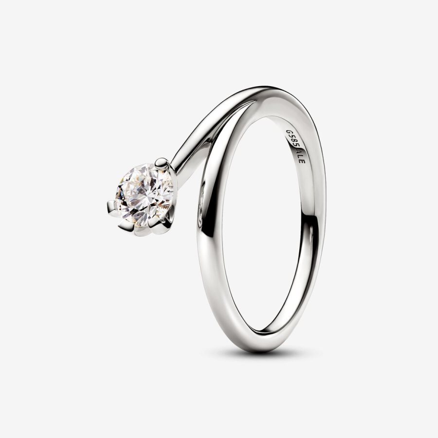 Pandora Asymmetric Ring 0.50 carat tw 14k White Gold Beyaz Altın | 513-GZKJQL