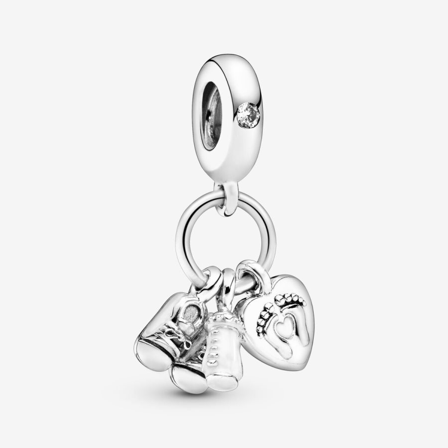Pandora Baby Bottle and Shoes Dangle Charm Renkli | 267-GQASMY