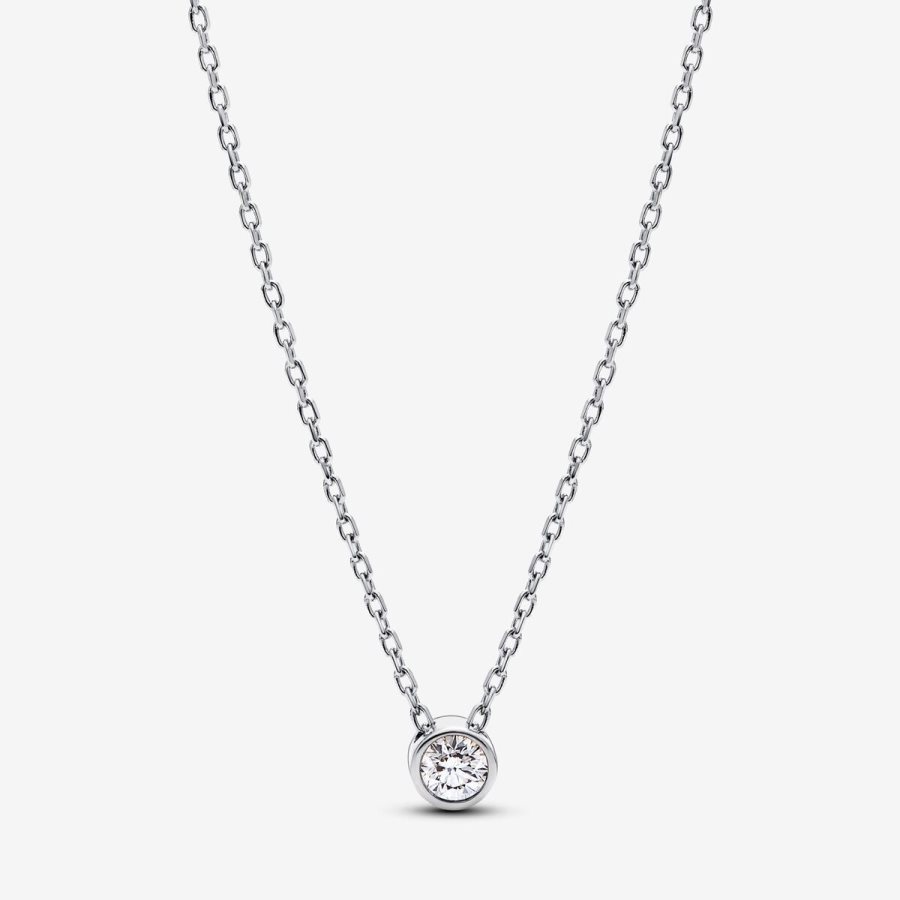 Pandora Bezel Pendant Necklace 0.15 carat tw Sterling Silver Gümüş | 710-DNMUQW