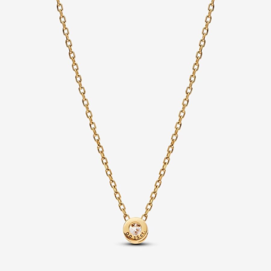 Pandora Bezel Pendant Necklace 0.15 carat tw 14k Gold Altın | 036-UYOMDA
