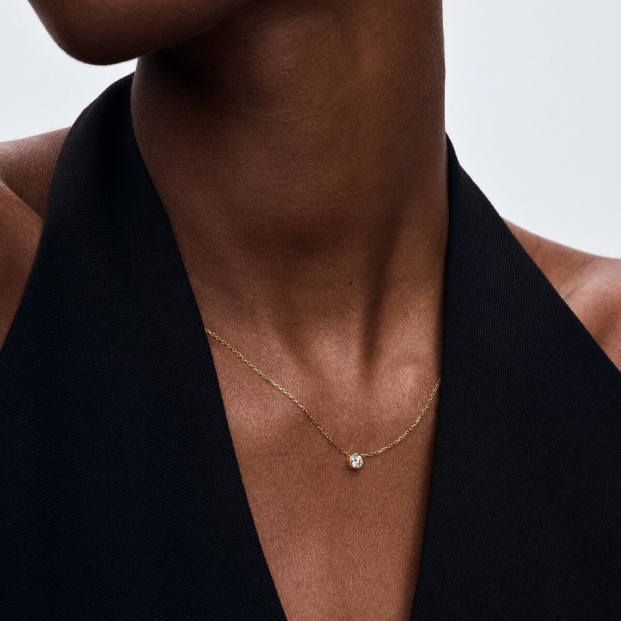 Pandora Bezel Pendant Necklace 0.25 carat tw 14k Gold Altın | 518-BFMOQA