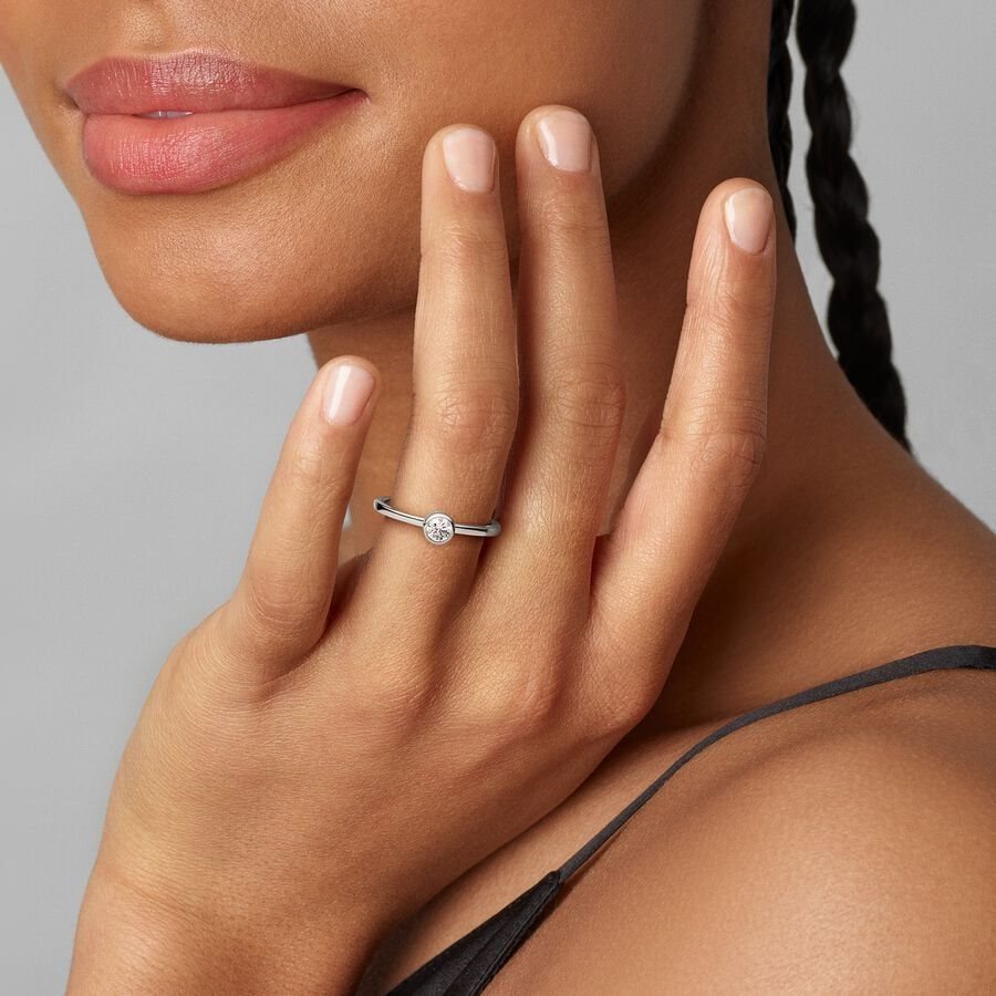 Pandora Bezel Ring 0.25 carat tw Sterling Silver Gümüş | 697-RQBEFO