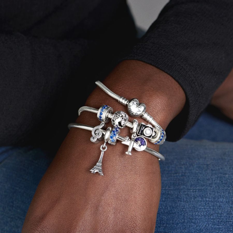 Pandora Blue Pave Clip Charm Gümüş | 816-TFHKYJ