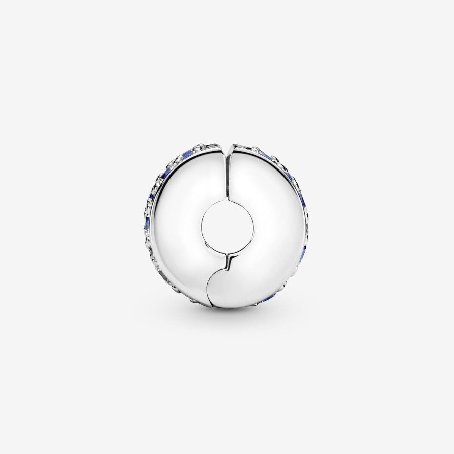 Pandora Blue Pave Clip Charm Gümüş | 816-TFHKYJ