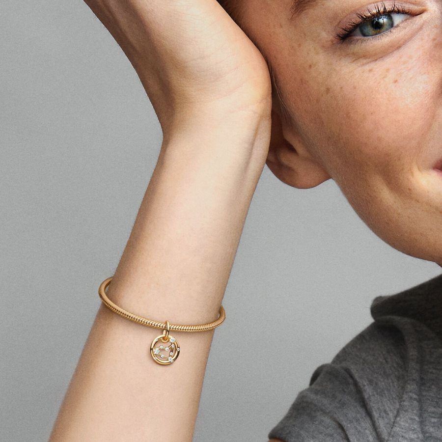 Pandora Capricorn Zodiac Dangle Charm Altın | 413-LPFZQO