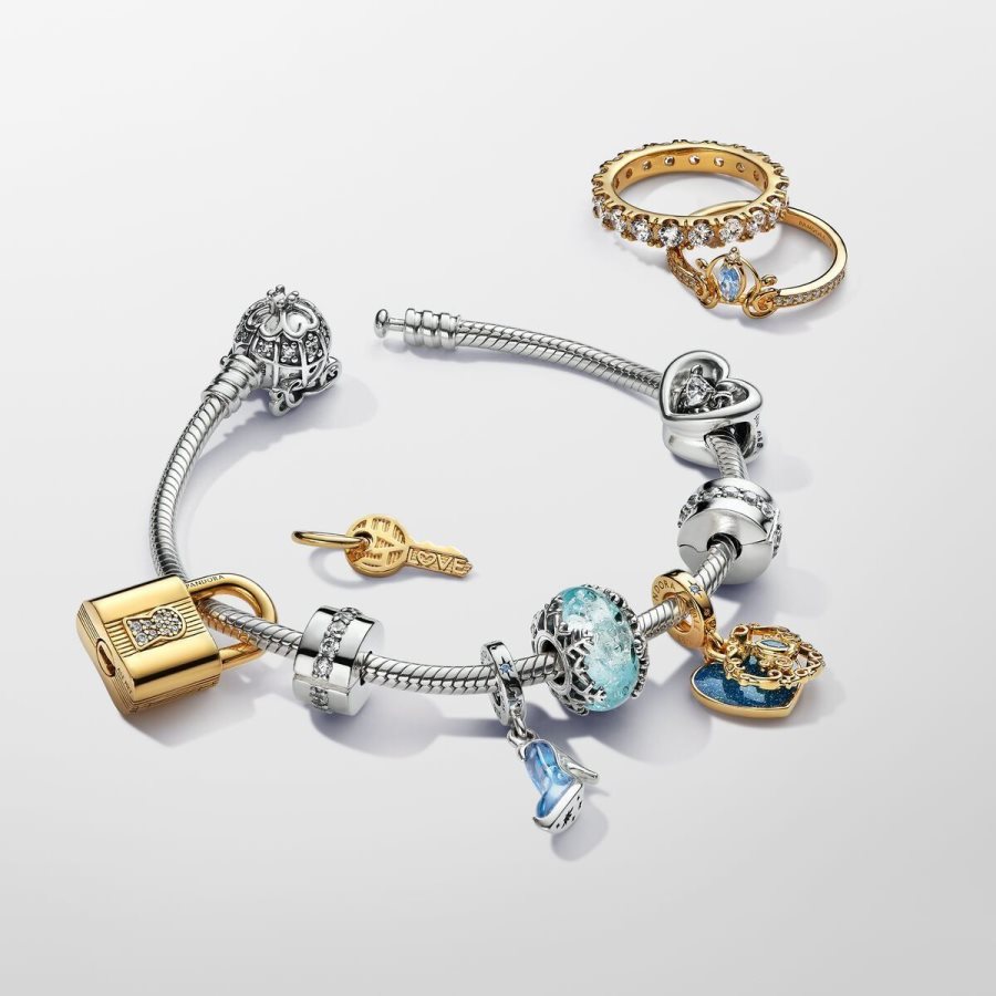 Pandora Cinderella's Carriage & Heart Double Dangle Charm Altın | 352-QAXOMT