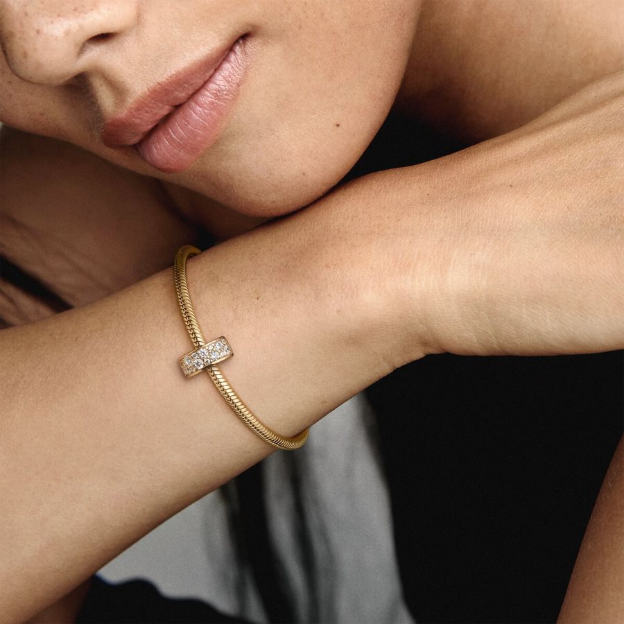Pandora Clear Pave Clip Charm Altın | 439-SXVIMR
