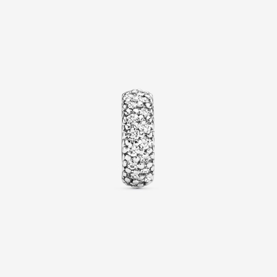 Pandora Clear Sparkle Spacer Charm Gümüş | 591-UFQBTI