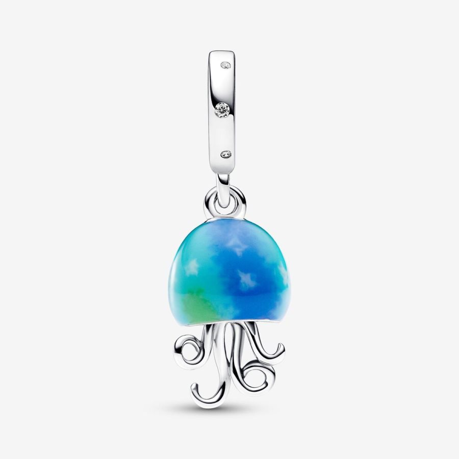 Pandora Color-changing Jellyfish Dangle Charm Gümüş | 968-YNRVLW