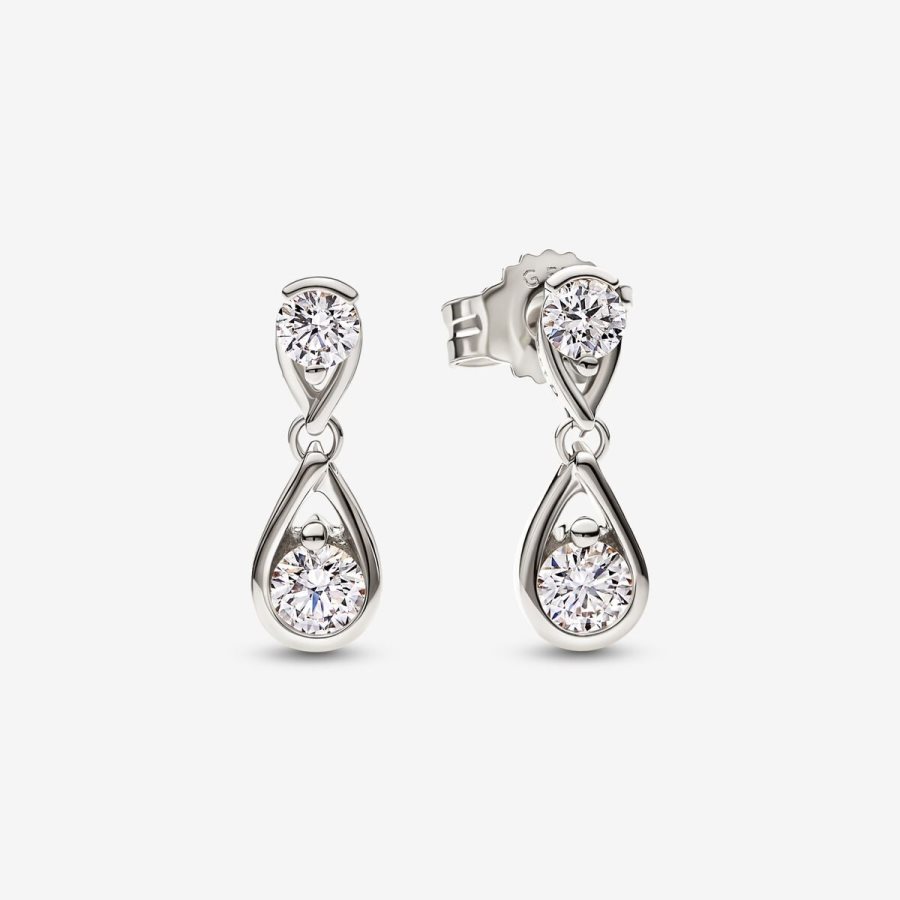 Pandora Double Drop Earrings 0.50 carat tw 14k White Gold Beyaz Altın | 950-HQDAKE