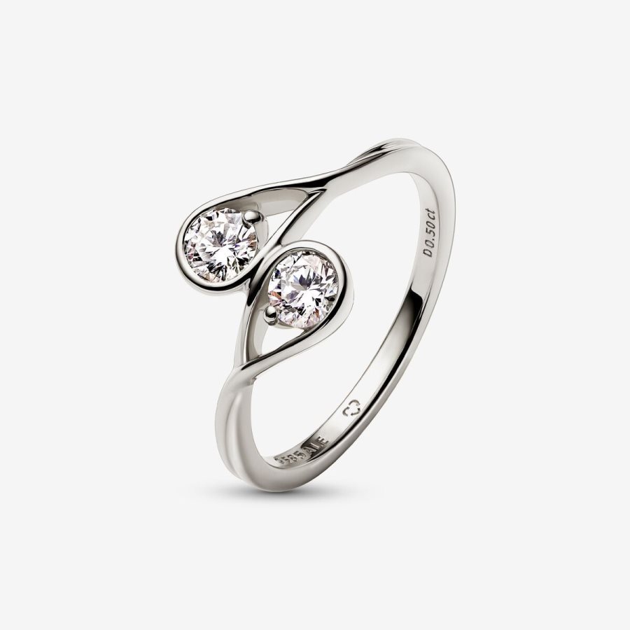 Pandora Double Facing Ring 0.50 carat tw 14k White Gold Beyaz Altın | 156-OJMNRB