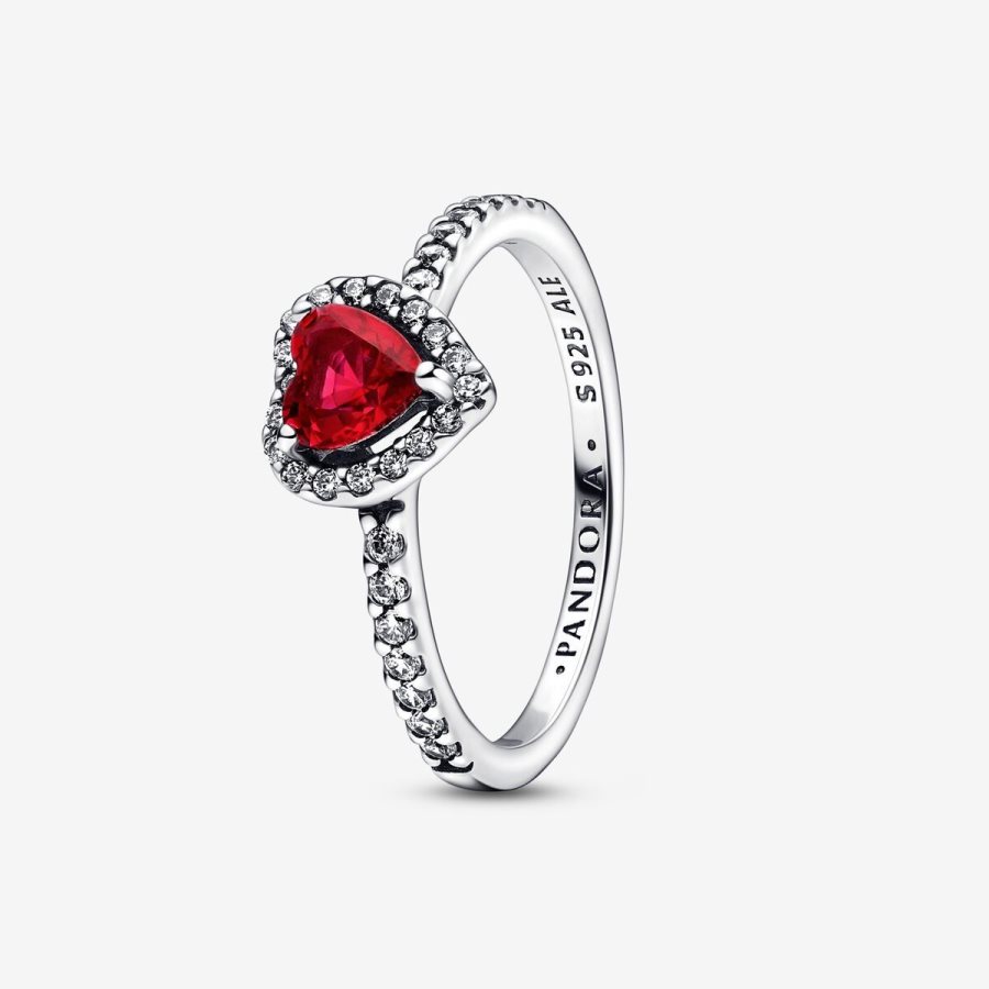 Pandora Elevated Red Heart Ring Gümüş | 431-FAJWEN