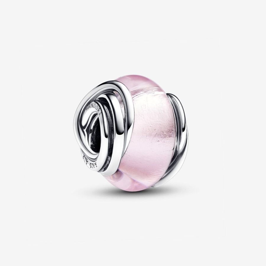 Pandora Encircled Pink Murano Glass Charm Gümüş | 638-IGMTOE