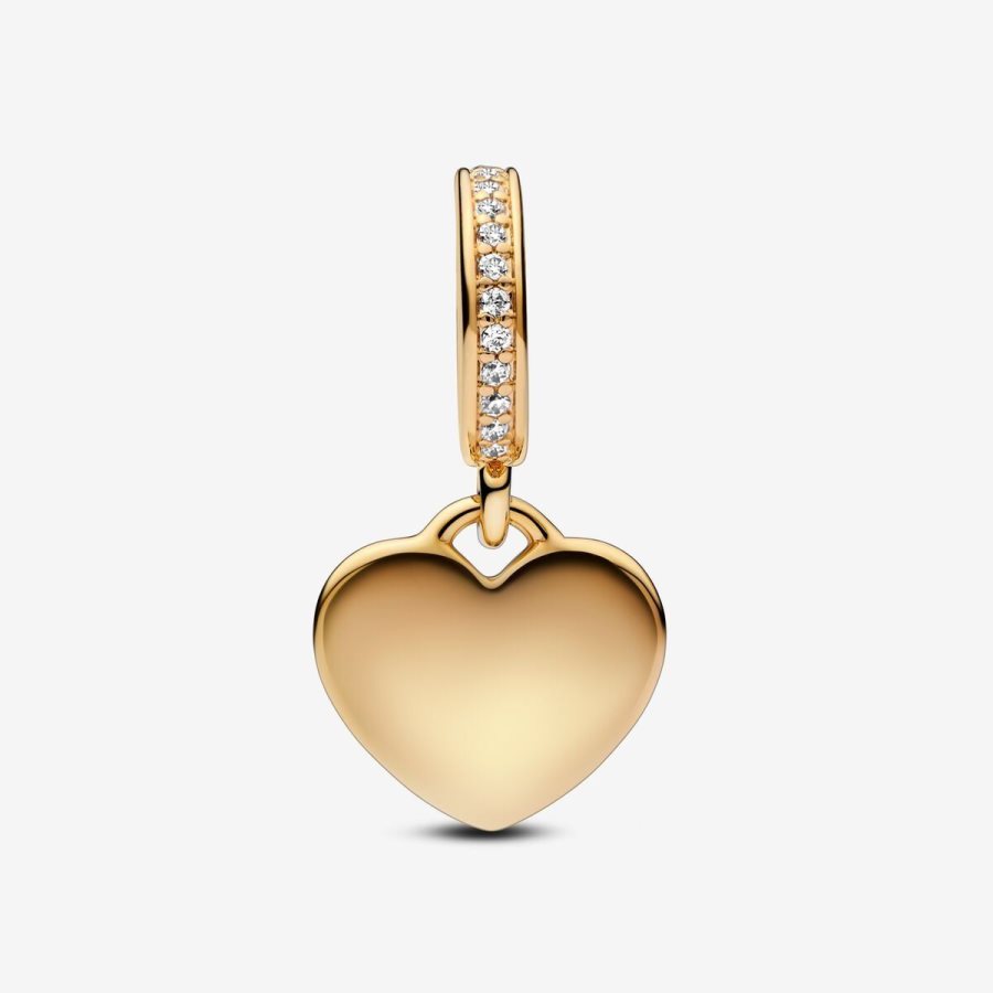 Pandora Engravable Heart Tag Dangle Charm Altın | 765-WSNCEM