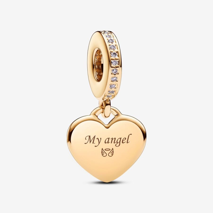 Pandora Engravable Heart Tag Dangle Charm Altın | 765-WSNCEM
