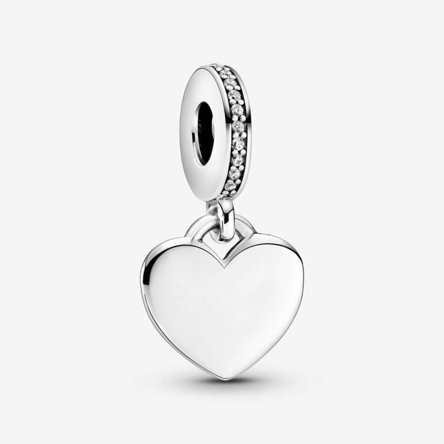 Pandora Engravable Heart Tag Dangle Charm Gümüş | 043-GYCQUA