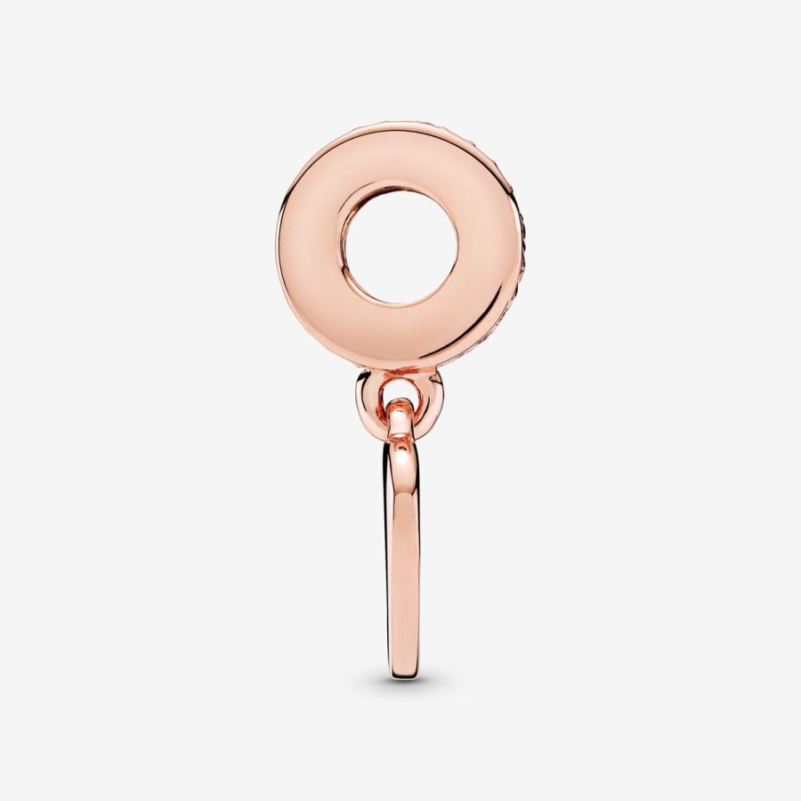 Pandora Engravable Heart Tag Dangle Charm Pembe Altın | 591-SFDTEY