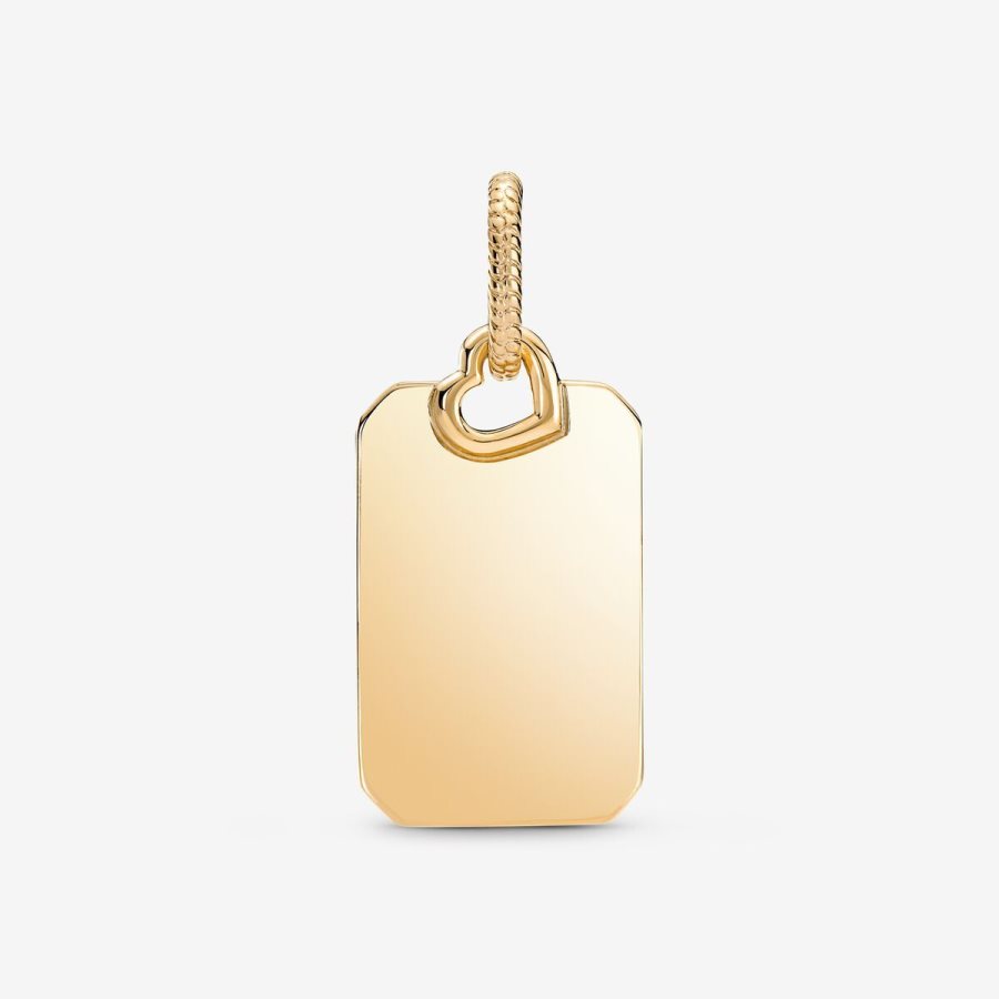 Pandora Engravable Rectangle Tag Pendant Altın | 312-ZQTFIP