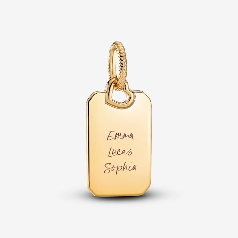 Pandora Engravable Rectangle Tag Pendant Altın | 312-ZQTFIP