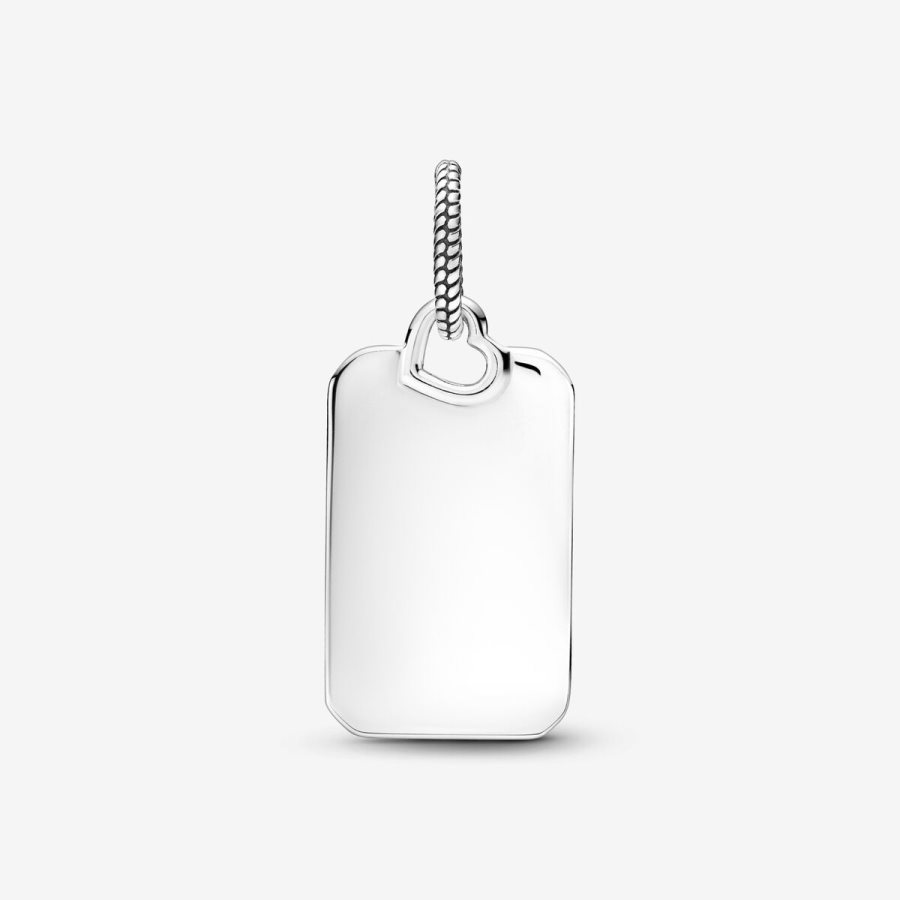 Pandora Engravable Rectangle Tag Pendant Gümüş | 368-SXVAWP