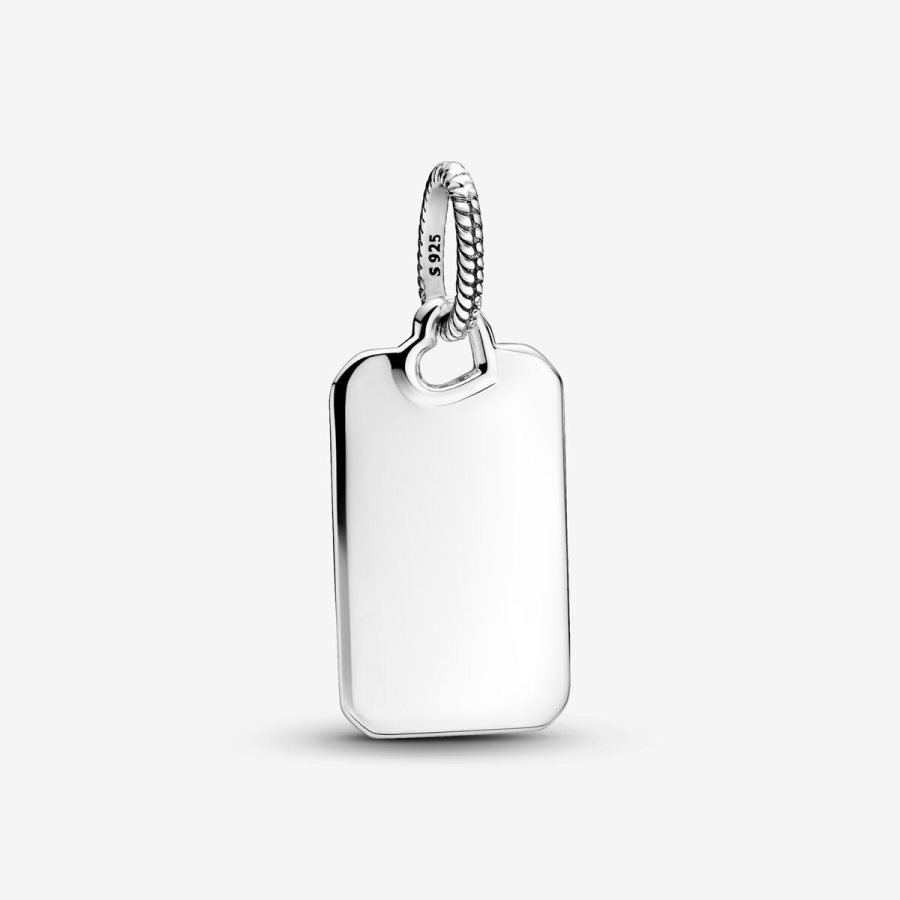 Pandora Engravable Rectangle Tag Pendant Gümüş | 368-SXVAWP