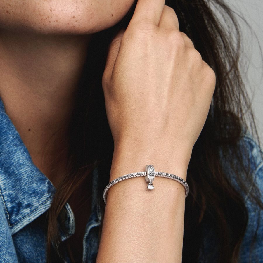 Pandora Family Always Pave Clip Charm Gümüş | 045-YXMSQC