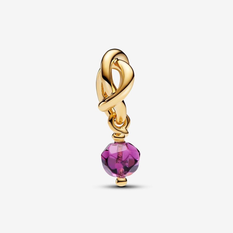 Pandora February Purple Eternity Circle Dangle Charm Altın | 862-HJIVST