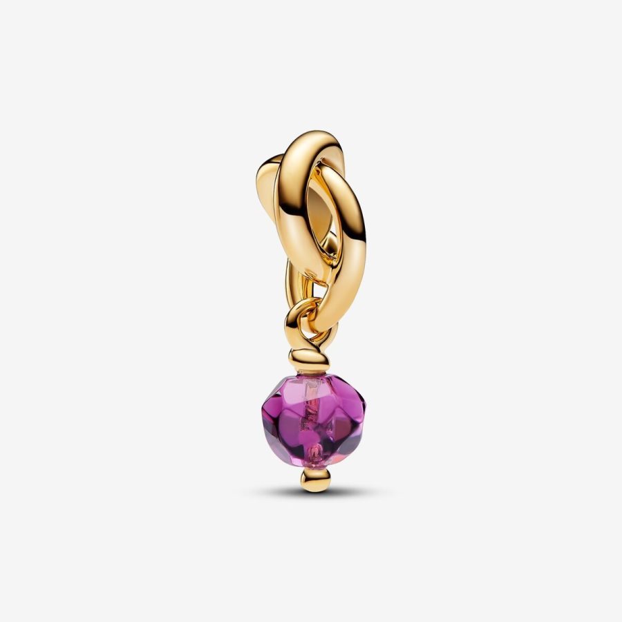 Pandora February Purple Eternity Circle Dangle Charm Altın | 862-HJIVST