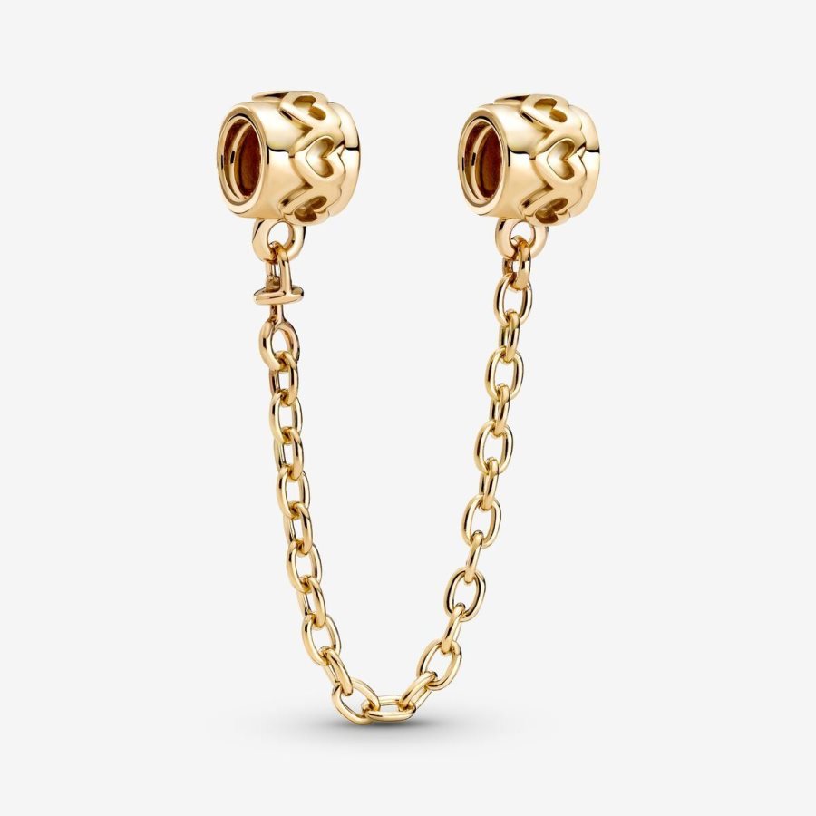 Pandora Hearts Safety Chain Charm Altın | 715-LBHEIQ