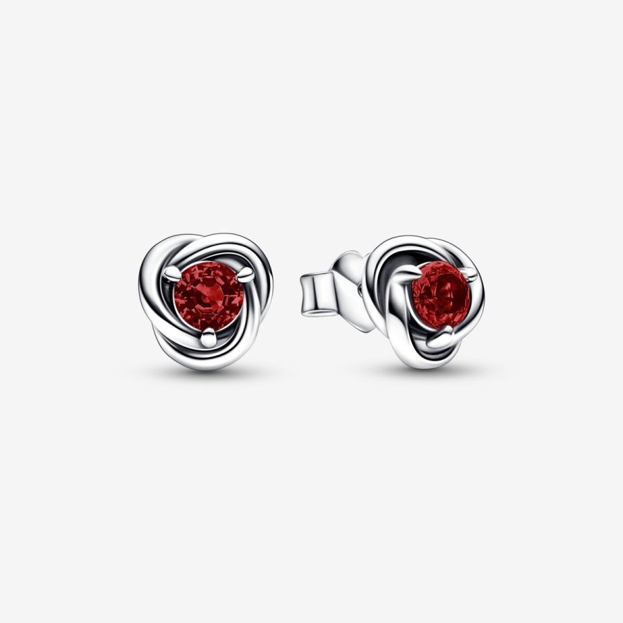 Pandora January Red Eternity Circle Stud Earrings Gümüş | 579-VOCBWF