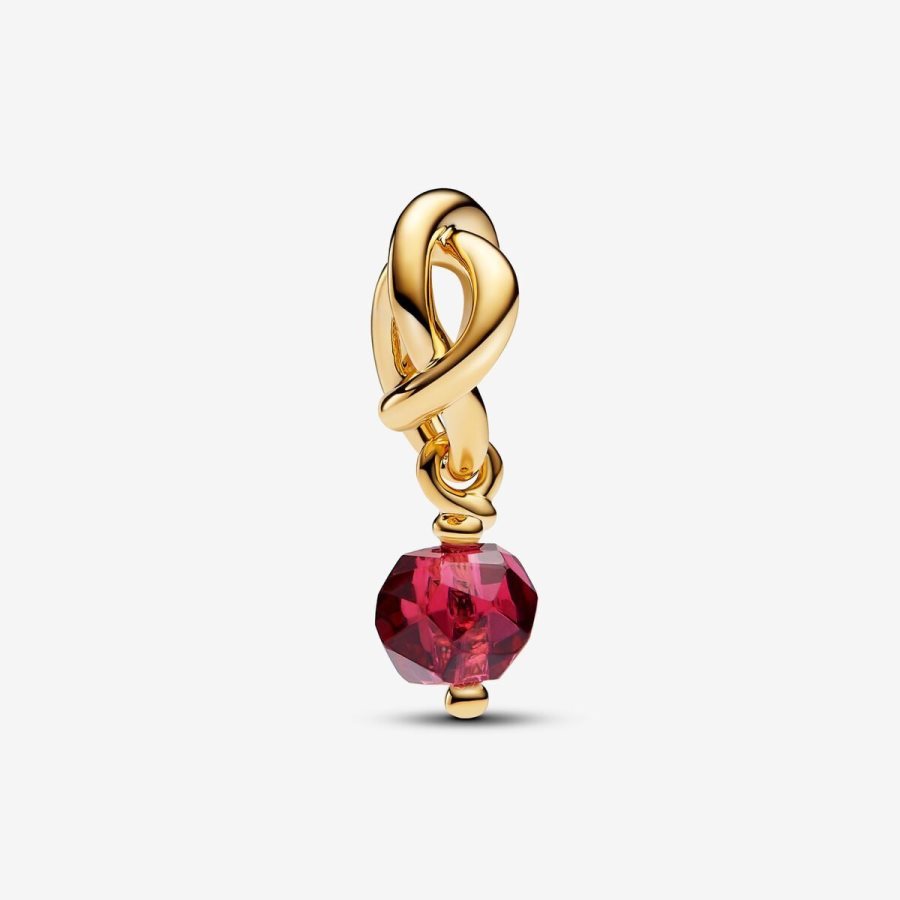 Pandora July True Red Eternity Circle Dangle Charm Altın | 745-GCRNZM